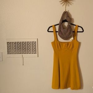 Capulet Anthropologie Mini Dress Mustard Yellow Skater Dress
